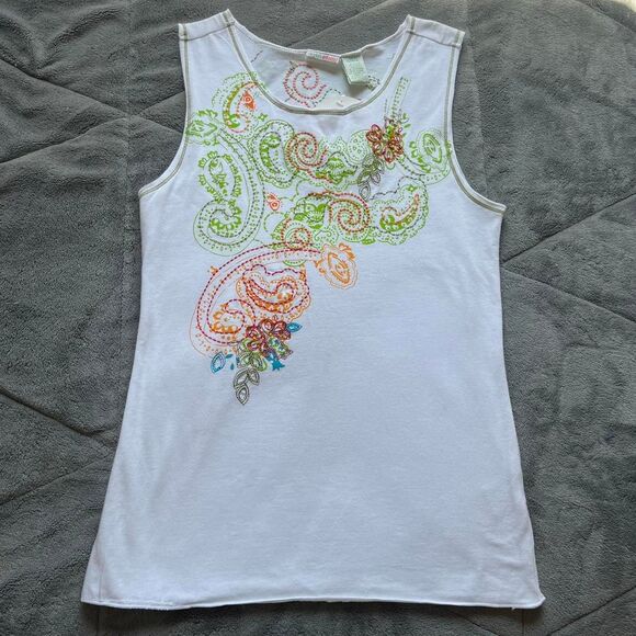 Vintage Y2K Mary-Kate and Ashley paisley embroidered tank top with rhinestones - Picture 1 of 8